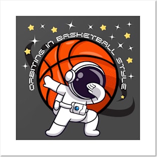 Funny Basketball Dabbing Astronaut Art Design Posters and Art